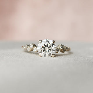 1.0 CT Round Cluster Style Pave Moissanite Engagement Ring - Barbara Maison 