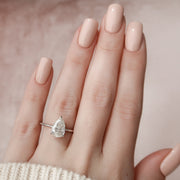 2.0 CT Pear Solitaire & Hidden Halo Style Moissanite Engagement Ring - Barbara Maison 