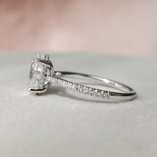 3.0 CT Oval Pave & Hidden Halo Setting Moissanite Engagement Ring - Barbara Maison 