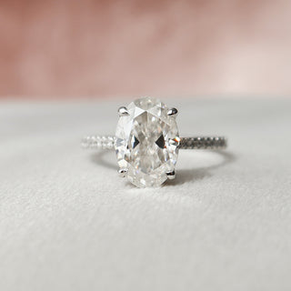 3.0 CT Oval Pave & Hidden Halo Setting Moissanite Engagement Ring - Barbara Maison 