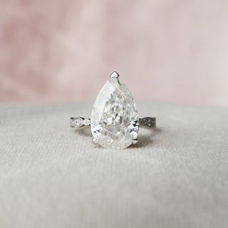 4.5 CT Pear Milgrain Pave Vintage Style Moissanite Engagement Ring - Barbara Maison 