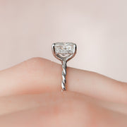 2.0 CT Cushion Twisted Band & Hidden Halo Moissanite Engagement Ring - Barbara Maison 