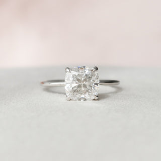 3.0 CT Cushion Hidden Halo Moissanite Engagement Ring - Barbara Maison 