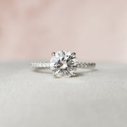 1.5 CT Round Hidden Halo Moissanite Engagement Ring With Pave Setting - Barbara Maison 