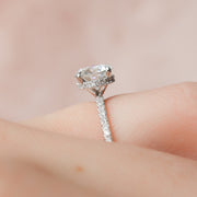 1.5 CT Round Hidden Halo Moissanite Engagement Ring With Pave Setting - Barbara Maison 