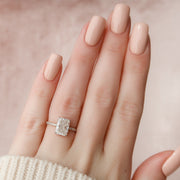 3.0 CT Radiant Pave & Hidden Halo Moissanite Engagement Ring - Barbara Maison 