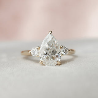 2.0 CT Pear Three Stone Moissanite Engagement Ring - Barbara Maison 