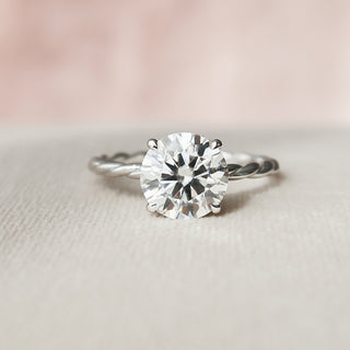 2.5 CT Round Cut Solitaire & Twisted Band Moissanite Engagement Ring - Barbara Maison 