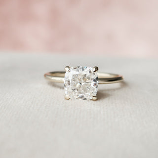 2.0 CT Cushion Hidden Halo & Solitaire Moissanite Engagement Ring - Barbara Maison 