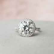3.5 CT Round Halo Style Moissanite Engagement Ring - Barbara Maison 