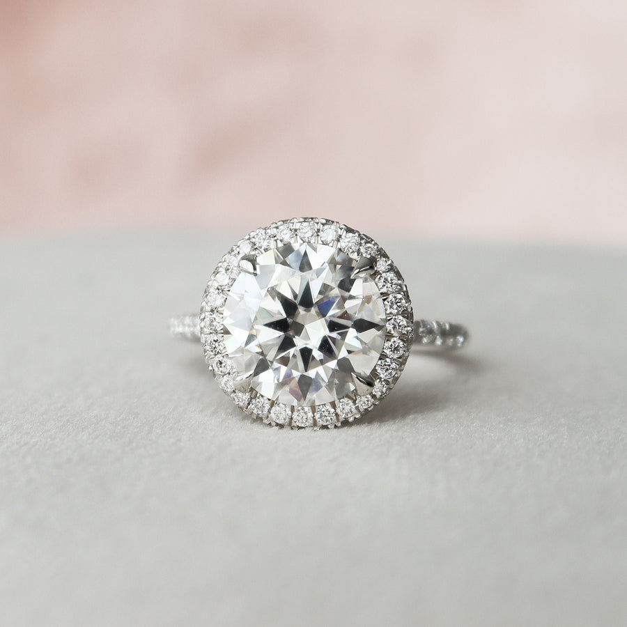 3.5 CT Round Halo Style Moissanite Engagement Ring - Barbara Maison 