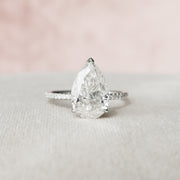 3.0 CT Pear Hidden Halo & Pave Moissanite Engagement Ring - Barbara Maison 