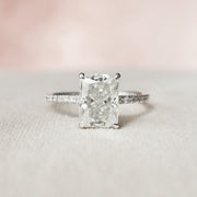 2.5 CT Radiant Pave & Hidden Halo Setting Moissanite Engagement Ring - Barbara Maison 