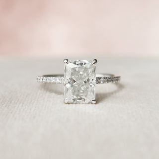 2.5 CT Radiant Pave & Hidden Halo Setting Moissanite Engagement Ring - Barbara Maison 