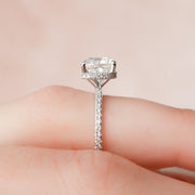 2.5 CT Cushion Pave & Hidden Halo Setting Moissanite Engagement Ring - Barbara Maison 