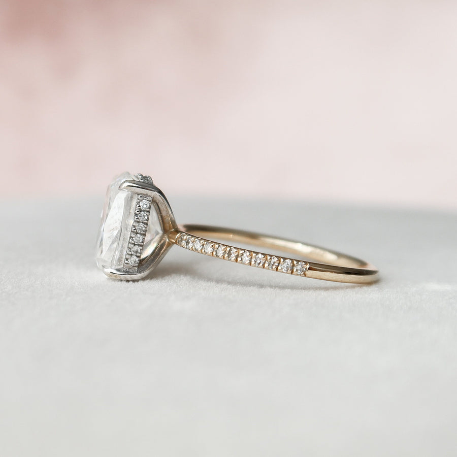 4.50 CT Cushion Pave & Hidden Halo Style Moissanite Engagement Ring - Barbara Maison 