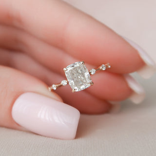 2.0 CT Cushion Dainty Pave Moissanite Engagement Ring - Barbara Maison 