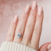 3.0 CT Oval Hidden Halo & Pave Moissanite Engagement Ring - Barbara Maison 