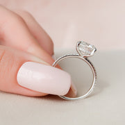 2.5 CT Round Hidden Halo & Pave Setting Moissanite Engagement Ring - Barbara Maison 