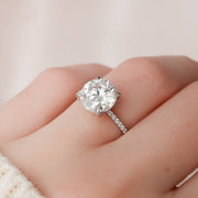 2.5 CT Round Hidden Halo & Pave Setting Moissanite Engagement Ring - Barbara Maison 