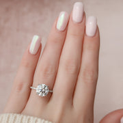 2.5 CT Round Hidden Halo & Pave Setting Moissanite Engagement Ring - Barbara Maison 