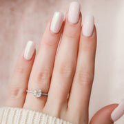 1.0 CT Cushion Hidden Halo & Pave Setting Moissanite Engagement Ring - Barbara Maison 