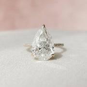 4.5 CT Pear Cut Solitaire & Pave Setting Moissanite Engagement Ring - Barbara Maison 