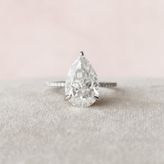 4.5 CT Pear Cut Solitaire & Pave Setting Moissanite Engagement Ring - Barbara Maison 