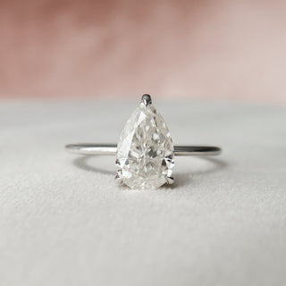 2.0 CT Pear Solitaire & Hidden Halo Style Moissanite Engagement Ring - Barbara Maison 