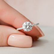 1.5 CT Round Hidden Halo Moissanite Engagement Ring With Pave Setting - Barbara Maison 