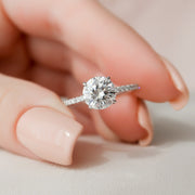 1.5 CT Round Hidden Halo Moissanite Engagement Ring With Pave Setting - Barbara Maison 