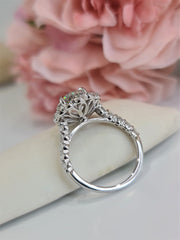 2.50 CT Round Halo CVD G/VS2 Diamond Engagement Ring - Barbara Maison 