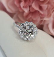 2.50 CT Round Halo CVD G/VS2 Diamond Engagement Ring - Barbara Maison 