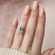 5.0 CT Emerald Cut Solitaire Style Moissanite Engagement Ring - Barbara Maison 