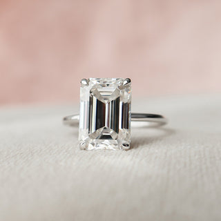 5.0 CT Emerald Cut Solitaire Style Moissanite Engagement Ring - Barbara Maison 