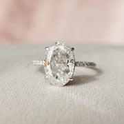3.5 CT Oval Cut Pave Setting Moissanite Engagement Ring - Barbara Maison 