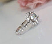 2.50 CT Round Halo CVD G/VS2 Diamond Engagement Ring - Barbara Maison 