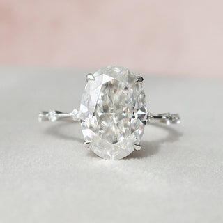 5.0 CT Oval Dainty Style Pave Moissanite Engagement Ring - Barbara Maison 