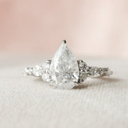 1.50 CT Pear Cluster Moissanite Engagement Ring - Barbara Maison 