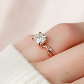 1.50 CT Cushion Twig Style Moissanite Engagement Ring - Barbara Maison 