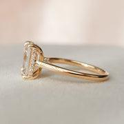 3.0 CT Emerald Cut Solitaire & Hidden Halo Moissanite Engagement Ring - Barbara Maison 