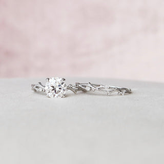 2.0 CT Round Cut Twig Pave Setting Moissanite Engagement Ring - Barbara Maison 