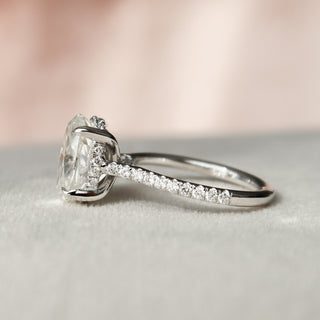 2 CT Oval Cut Moissanite Engagement Ring With Pave Setting - Barbara Maison 