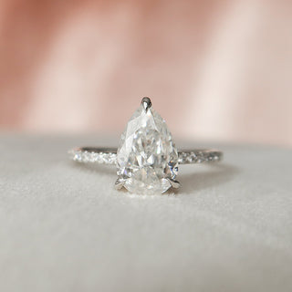 1.50 CT Pear Pave Setting Moissanite Engagement Ring - Barbara Maison 