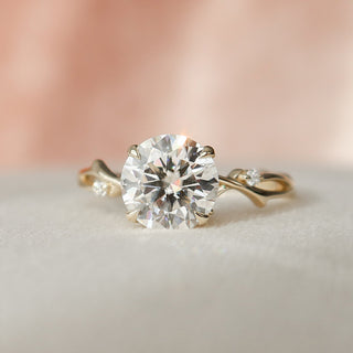 2 CT Round Cut Twig Pave Setting Moissanite Engagement Ring - Barbara Maison 