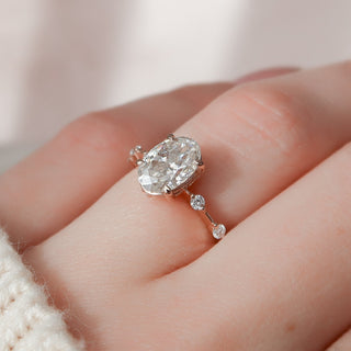 1.5 CT Oval Cut Dainty Pave & Solitaire Moissanite Engagement Ring - Barbara Maison 