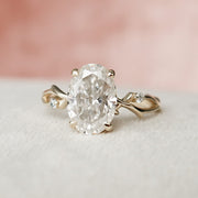 2.0 CT Oval Cut Twig Style Moissanite Engagement Ring - Barbara Maison 