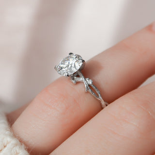 2 CT Round Cut Twig Pave Setting Moissanite Engagement Ring - Barbara Maison 