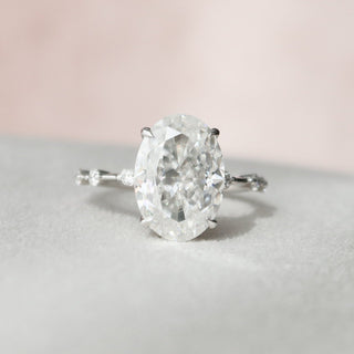 4.5 CT Oval Dainty Pave Style Moissanite Engagement Ring - Barbara Maison 