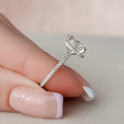 2.5 CT Oval Hidden Halo & Pave Setting Moissanite Engagement Ring - Barbara Maison 